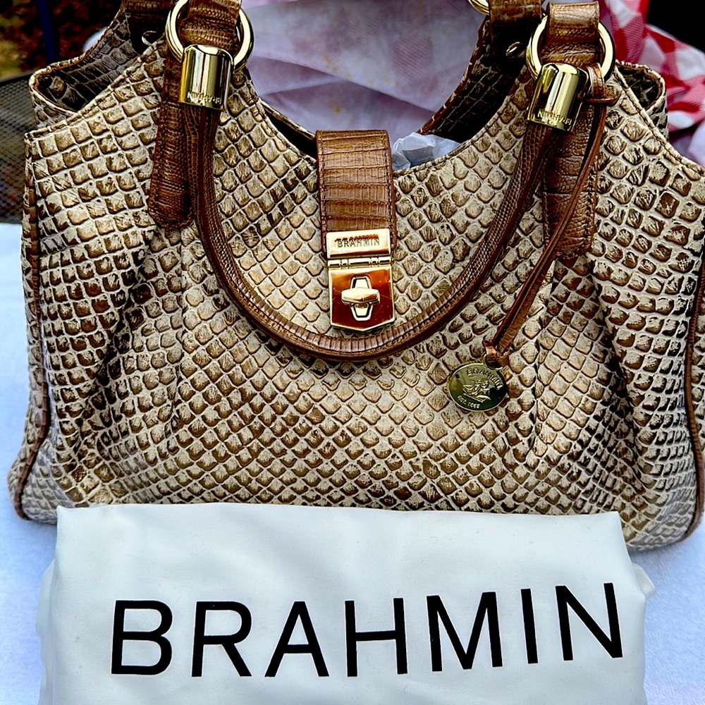 Brahmin Elisa Latte Java Retired - Bag Handles Replaced
